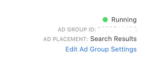 Apple Search Ads - edit ad group