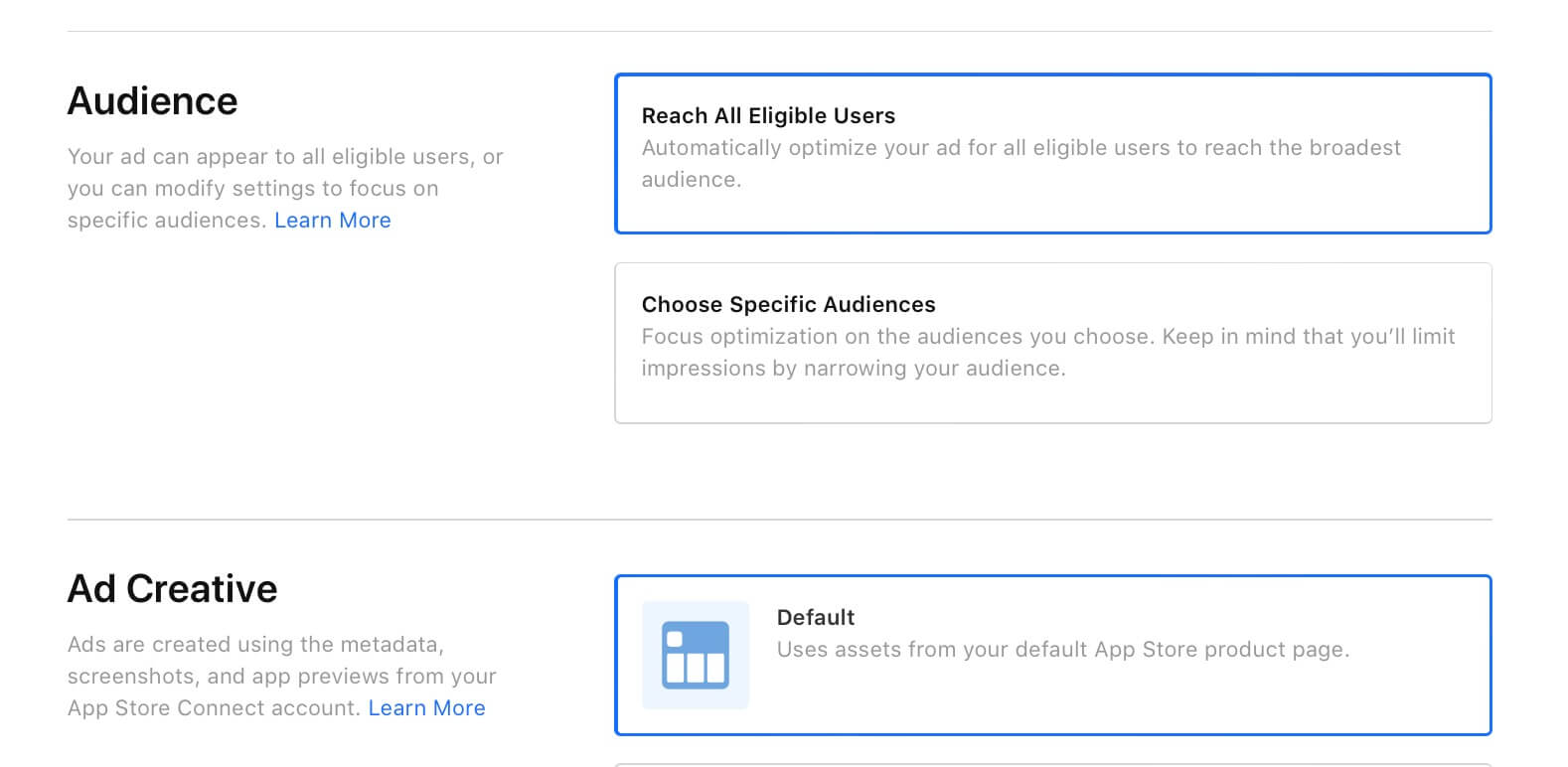 Apple Search Ads - audience targeting